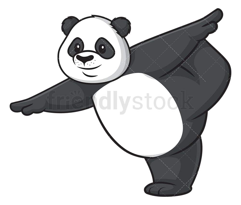 Vetor de Vector Illustration: A cute cartoon giant panda is doing yoga,  lying down and raising one leg do Stock