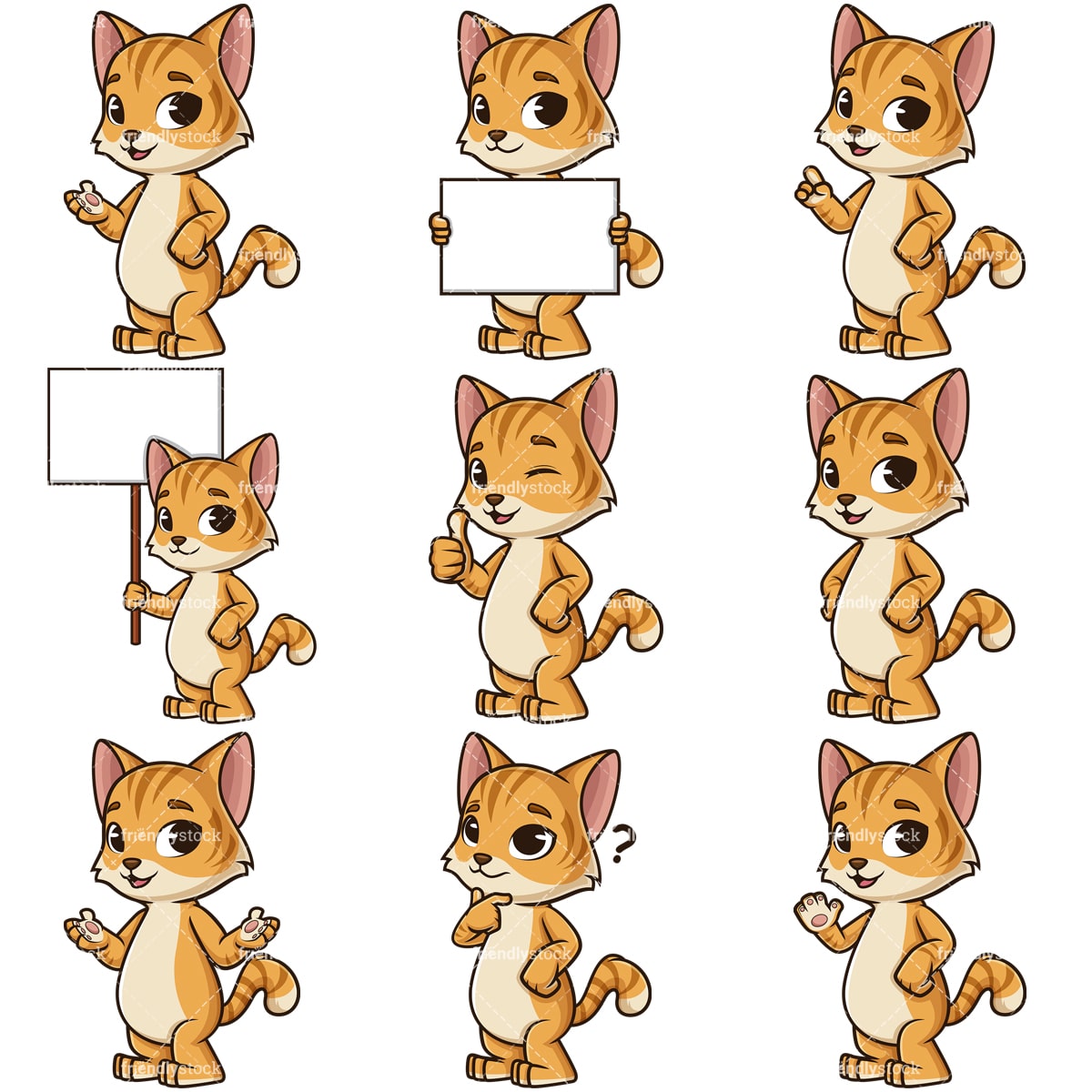 Friendly Cat Cartoon Character Bundle - FriendlyStock