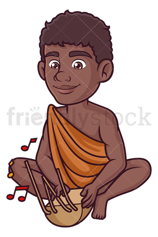 Bushman playing musical instrument. PNG - JPG and vector EPS (infinitely scalable).