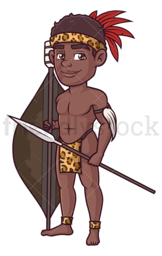 Zulu warrior with spear. PNG - JPG and vector EPS (infinitely scalable).