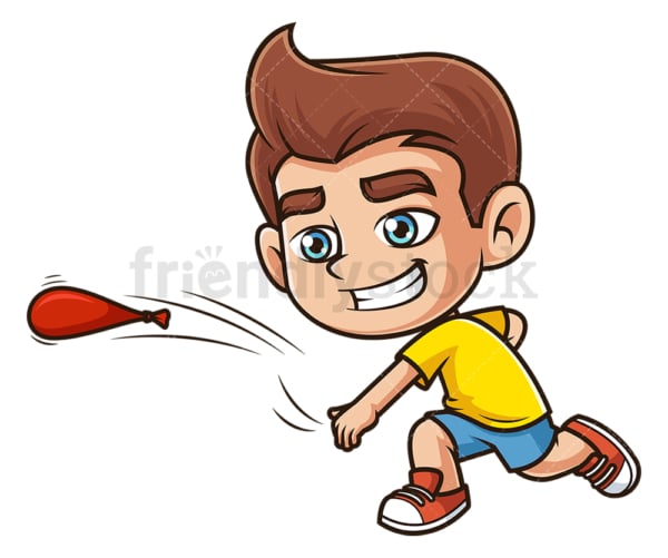 Caucasian boy throwing water balloon. PNG - JPG and vector EPS (infinitely scalable).
