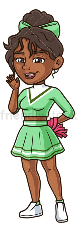 Friendly black cheerleader. PNG - JPG and vector EPS (infinitely scalable).