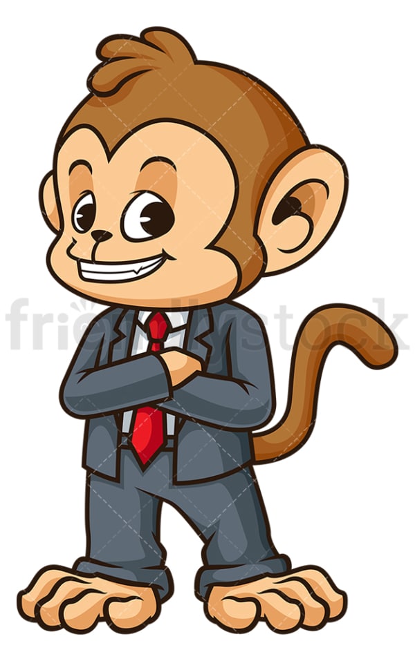 Monkey businessman grinning. PNG - JPG and vector EPS (infinitely scalable).