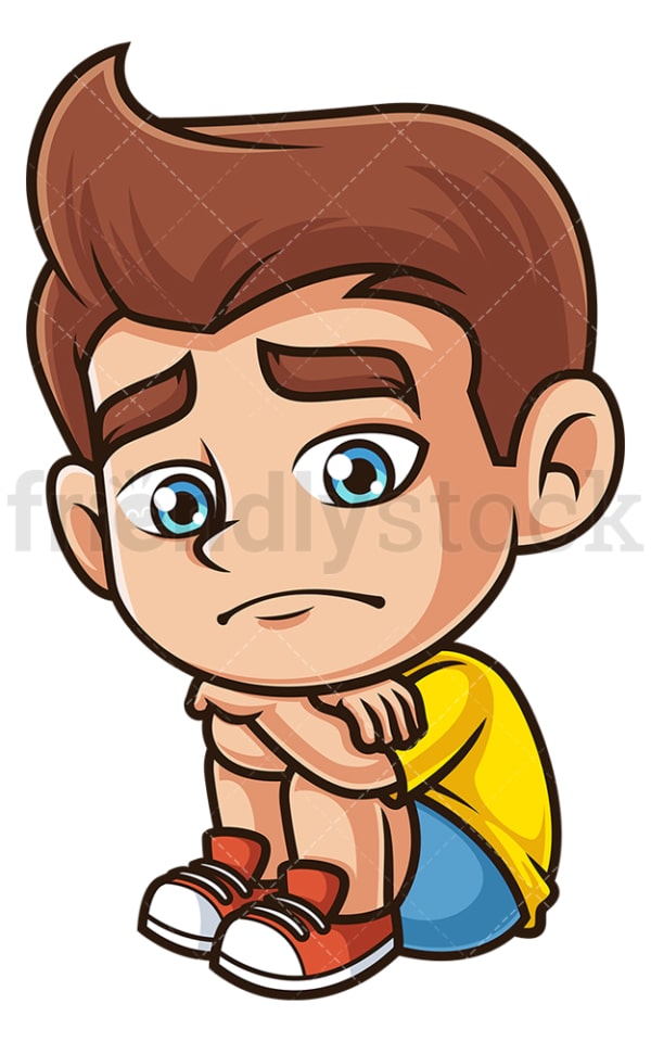 Sad Little Boy Cartoon Clipart Vector - FriendlyStock
