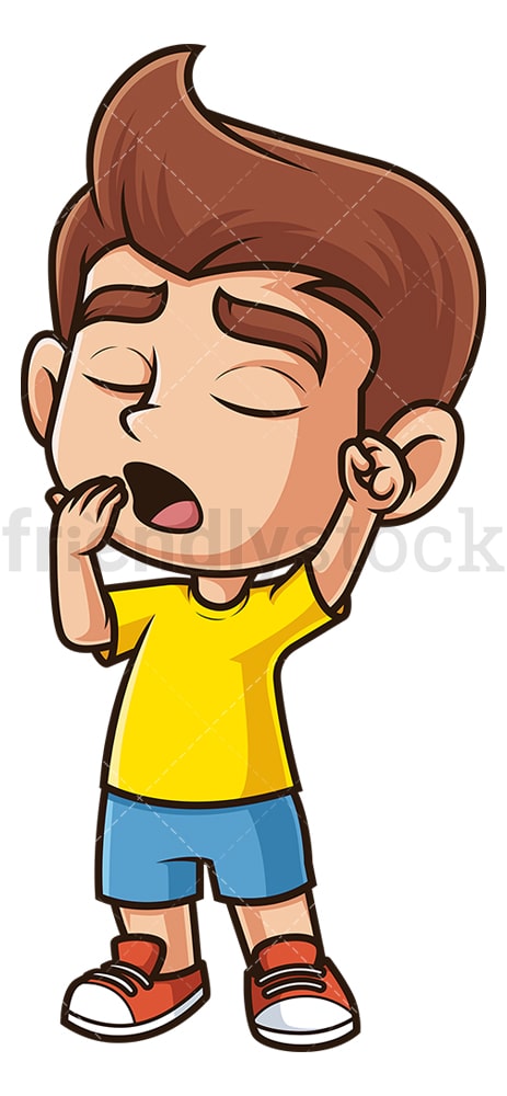 Tired Boy Yawning Cartoon Clipart Vector - FriendlyStock