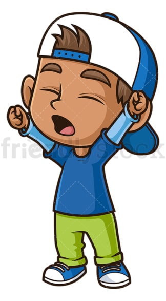 Hispanic boy stretching and yawning. PNG - JPG and vector EPS (infinitely scalable).