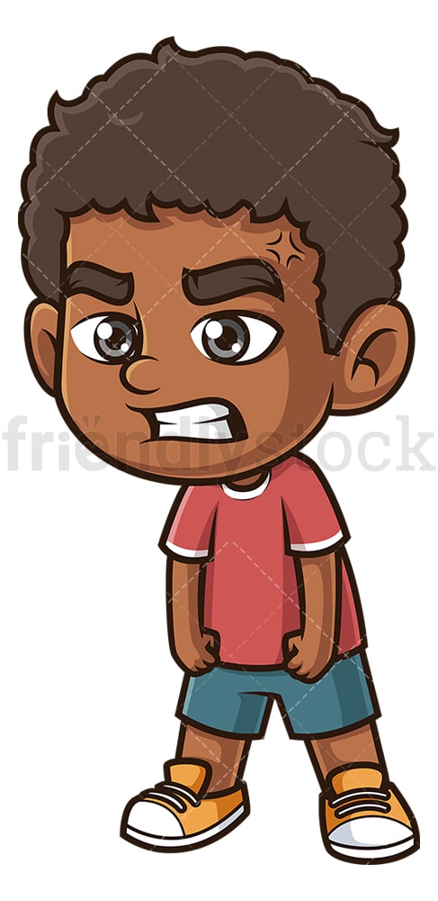 Angry Black Boy Cartoon Clipart Vector - FriendlyStock