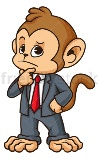 Monkey businessman thinking. PNG - JPG and vector EPS (infinitely scalable).