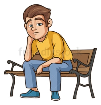 Sad guy on bench. PNG - JPG and vector EPS (infinitely scalable).