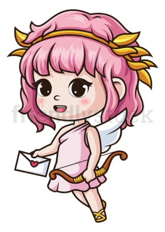 Girl cupid holding love letter. PNG - JPG and vector EPS (infinitely scalable).