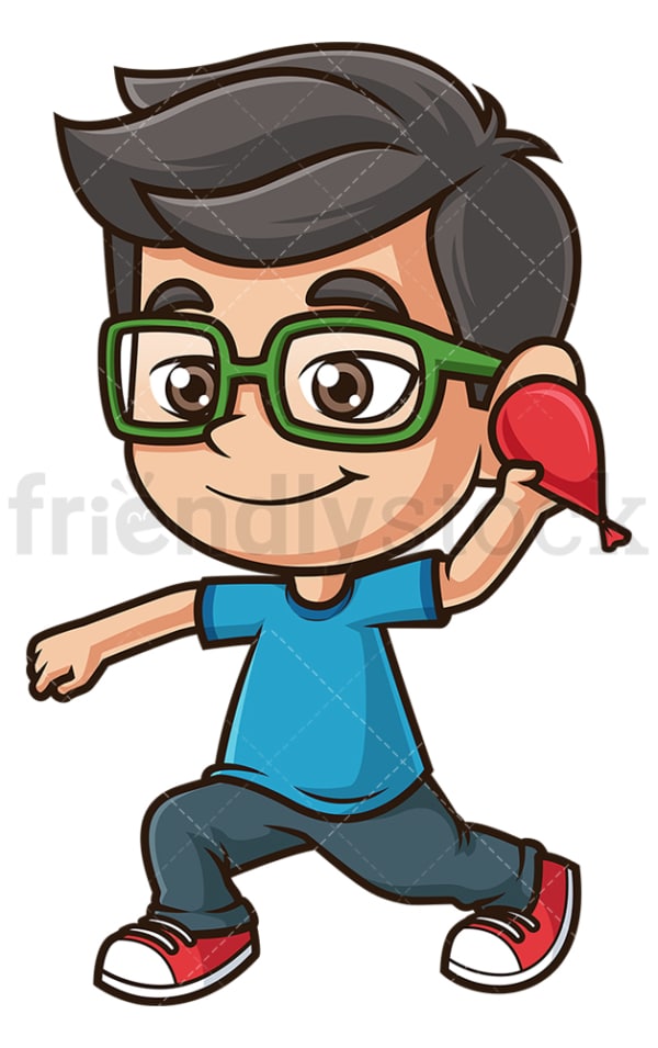 Kid throwing water balloon. PNG - JPG and vector EPS (infinitely scalable).