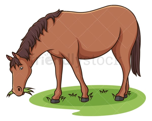 Horse eating grass. PNG - JPG and vector EPS (infinitely scalable).