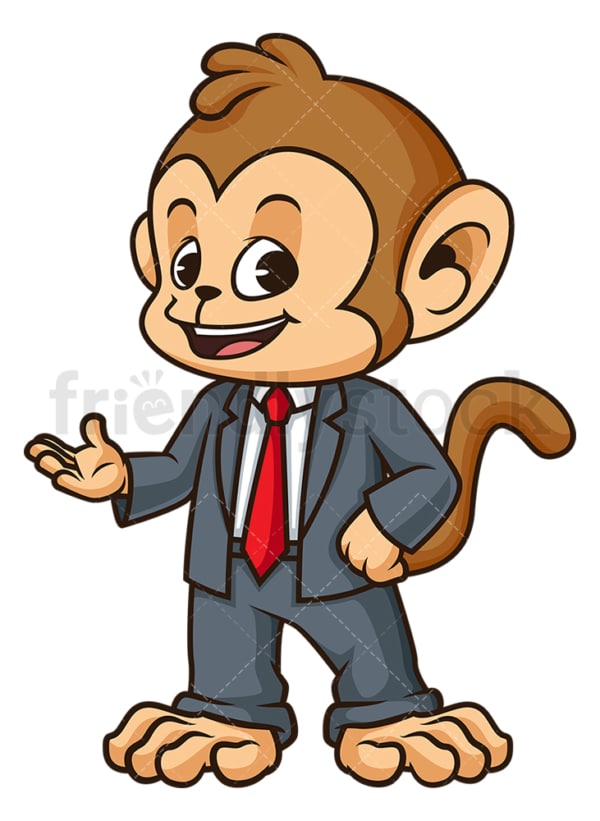 Monkey businessman presenting. PNG - JPG and vector EPS (infinitely scalable).