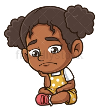 Sad black girl. PNG - JPG and vector EPS (infinitely scalable).