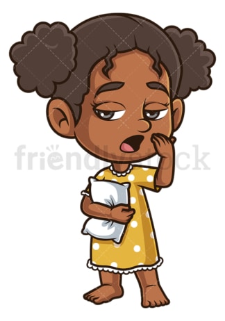 Tired black girl yawning. PNG - JPG and vector EPS (infinitely scalable).
