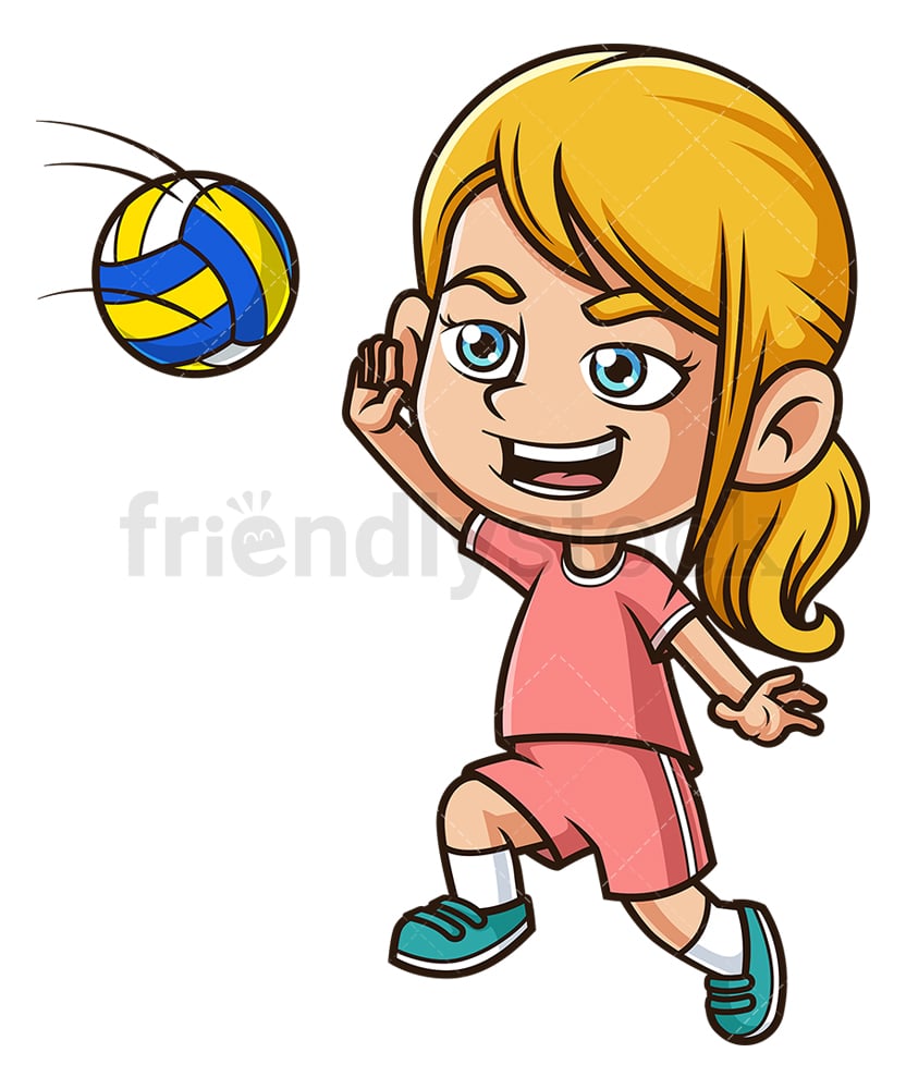girl spiking a volleyball clipart girls