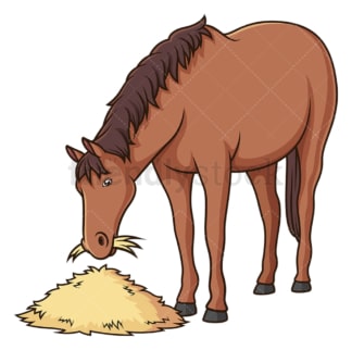 horse eating hay cartoon