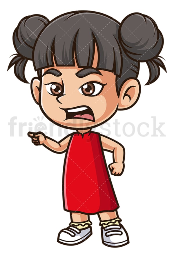 Angry asian girl. PNG - JPG and vector EPS (infinitely scalable).