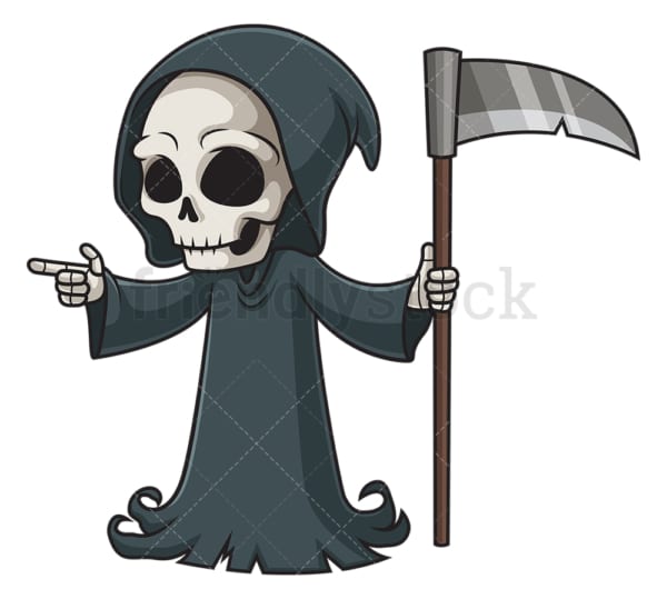 Grim reaper pointing sideways. PNG - JPG and vector EPS (infinitely scalable).