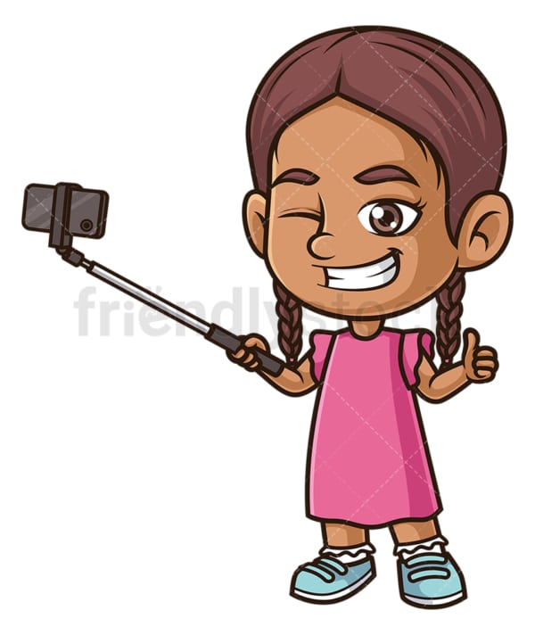 Hispanic girl taking selfie. PNG - JPG and vector EPS (infinitely scalable).