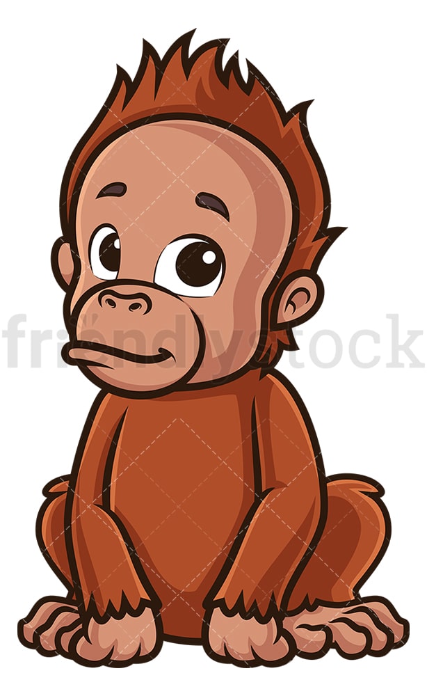 Baby Orangutan Cartoon Clipart Vector - FriendlyStock