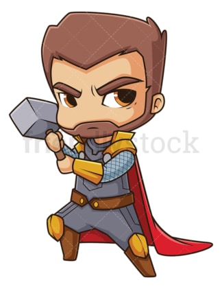 Chibi god thor. PNG - JPG and vector EPS file formats (infinitely scalable). Image isolated on transparent background.