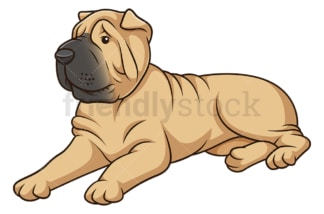 Shar pei dog lying down. PNG - JPG and vector EPS (infinitely scalable).