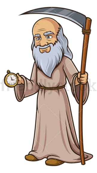 Father time checking clock. PNG - JPG and vector EPS (infinitely scalable).