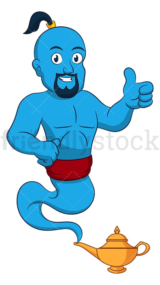 Blue genie thumbs up. PNG - JPG and vector EPS (infinitely scalable).