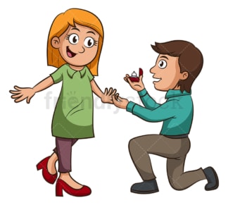 Caucasian couple getting engaged. PNG - JPG and vector EPS (infinitely scalable).