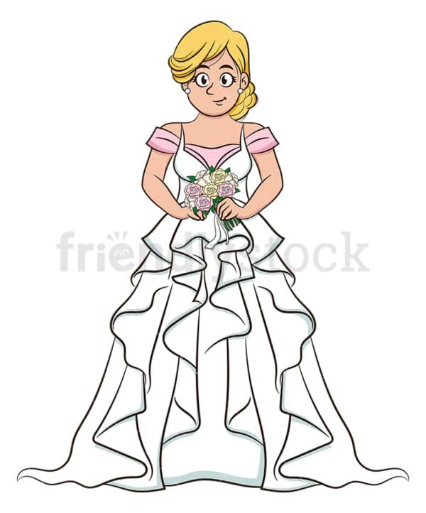 Blonde bride holding bouquet. PNG - JPG and vector EPS (infinitely scalable).