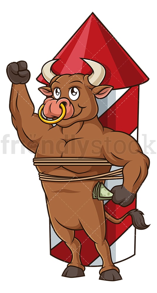 Stock Market Bull Cartoon Clipart Vector - FriendlyStock