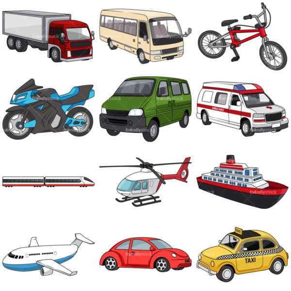 Transportation vehicles. PNG - JPG and vector EPS file formats (infinitely scalable). Images isolated on transparent background.