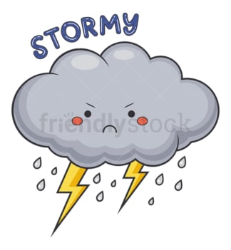 Weather emoji stormy. PNG - JPG and vector EPS file formats (infinitely scalable). Image isolated on transparent background.