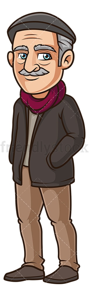 Old man dressed for winter. PNG - JPG and vector EPS (infinitely scalable).