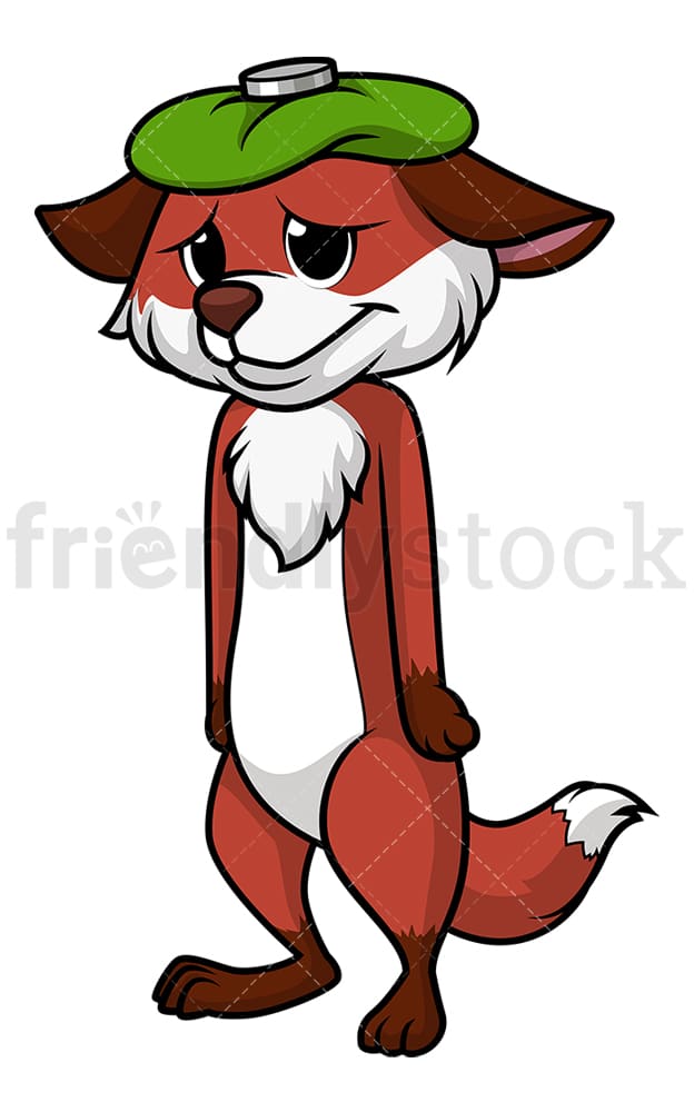 Sick fox with compress. PNG - JPG and vector EPS file formats (infinitely scalable). Image isolated on transparent background.
