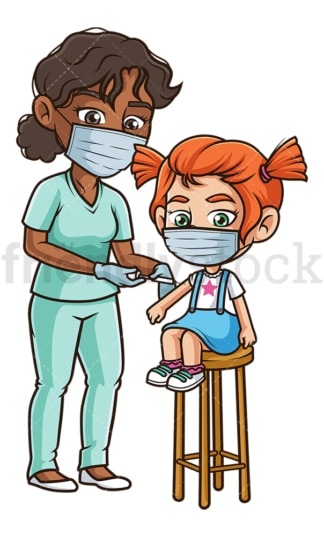 Little girl getting covid-19 vaccine. PNG - JPG and vector EPS (infinitely scalable).