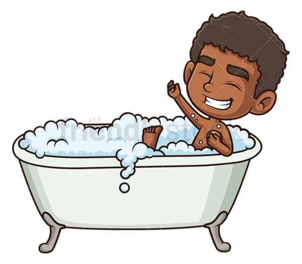 Black boy taking a bath. PNG - JPG and vector EPS (infinitely scalable).
