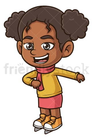 Black girl ice skating. PNG - JPG and vector EPS (infinitely scalable).
