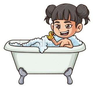 Asian girl taking a bath. PNG - JPG and vector EPS (infinitely scalable).