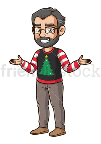 Dad wearing ugly christmas sweater. PNG - JPG and vector EPS (infinitely scalable).