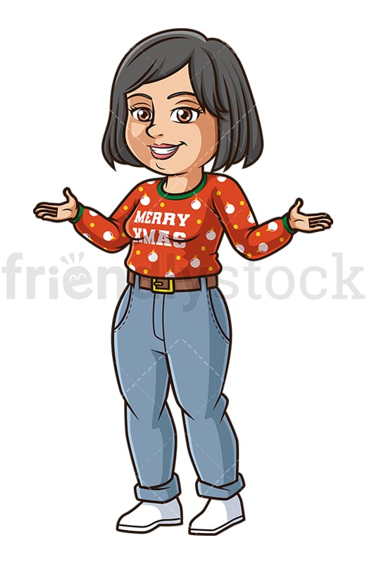 Vector de imágenes prediseñadas de dibujos animados de mamá con feo suéter  de Navidad - FriendlyStock