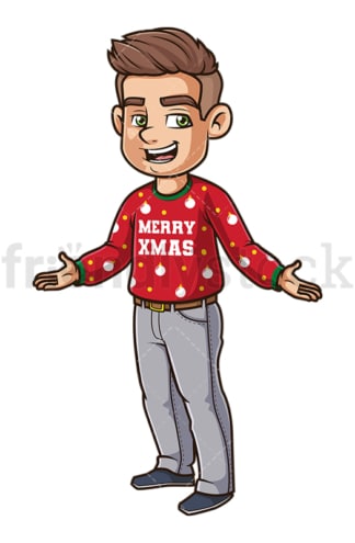 Guy wearing ugly christmas sweater. PNG - JPG and vector EPS (infinitely scalable).
