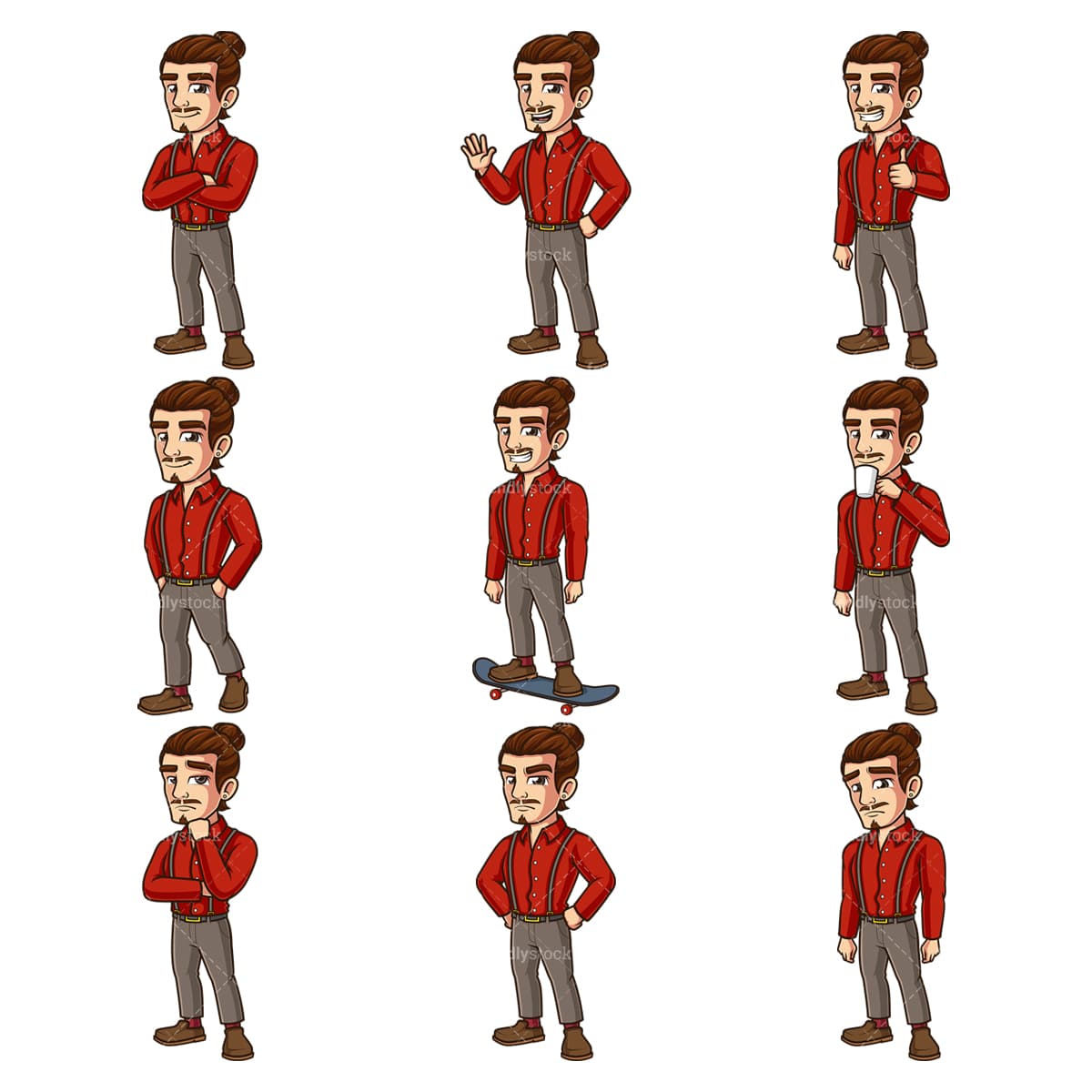 Male hipster. PNG - JPG and infinitely scalable vector EPS - on white or transparent background.