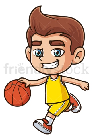 Caucasian boy playing basketball. PNG - JPG and vector EPS (infinitely scalable).