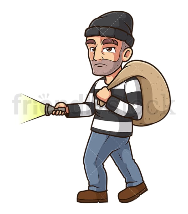 Thief holding flashlight. PNG - JPG and vector EPS (infinitely scalable).