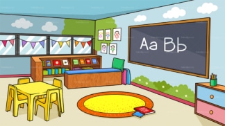 Preschool classroom background in 16:9 aspect ratio. PNG - JPG and vector EPS file formats (infinitely scalable).
