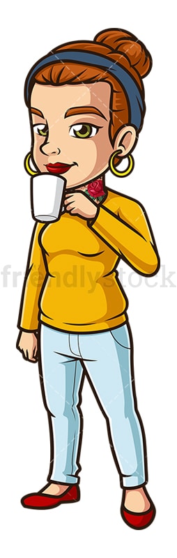 Female hipster drinking coffee. PNG - JPG and vector EPS (infinitely scalable).