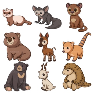 Kawaii animals clipart bundle 8. PNG - JPG and infinitely scalable vector EPS - on white or transparent background.