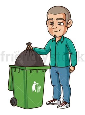 Latino man taking out the trash. PNG - JPG and vector EPS (infinitely scalable).